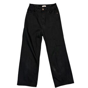 DL1961 Jeans Stockton Black Hepburn High Rise Wide Leg Stretch Size 25